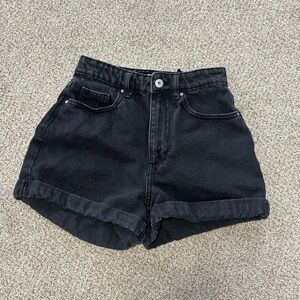 Black high waisted cotton on shorts